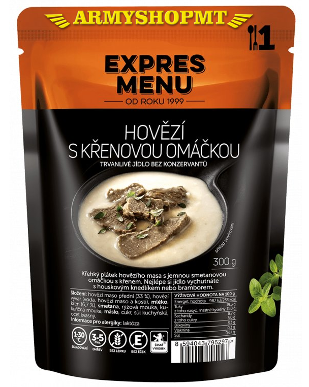 Hotové jedlo EXPRES MENU-Hovädzie s chrenovou omáčkou 