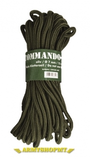 Viacúčelová šnúra COMMANDO-olivová 7 mm x 15 m