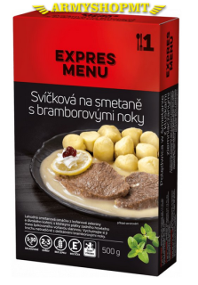 Hotové jedlo EXPRES MENU-Sviečková na smotane so zemiakovými knedličkami